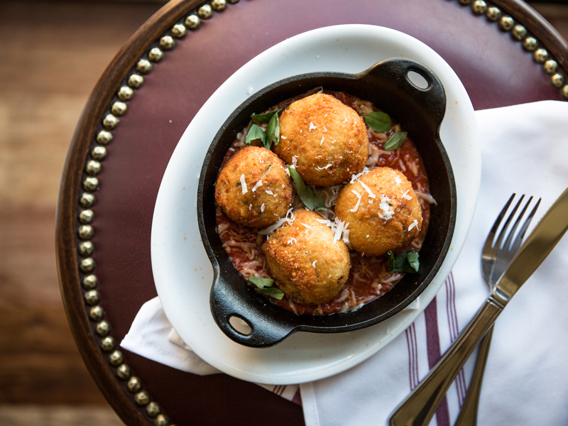 risotto balls in red sauce